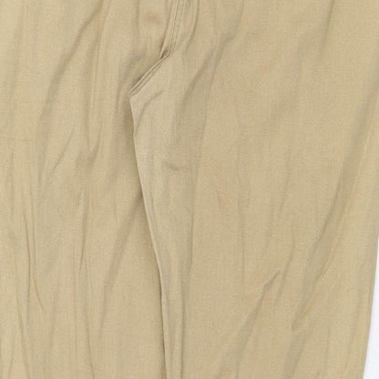 E-vie Womens Beige Cotton Chino Trousers Size 14 Regular Zip