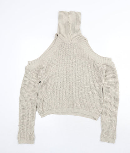 Womens UK Size S Missguided Beige Pullover Jumper