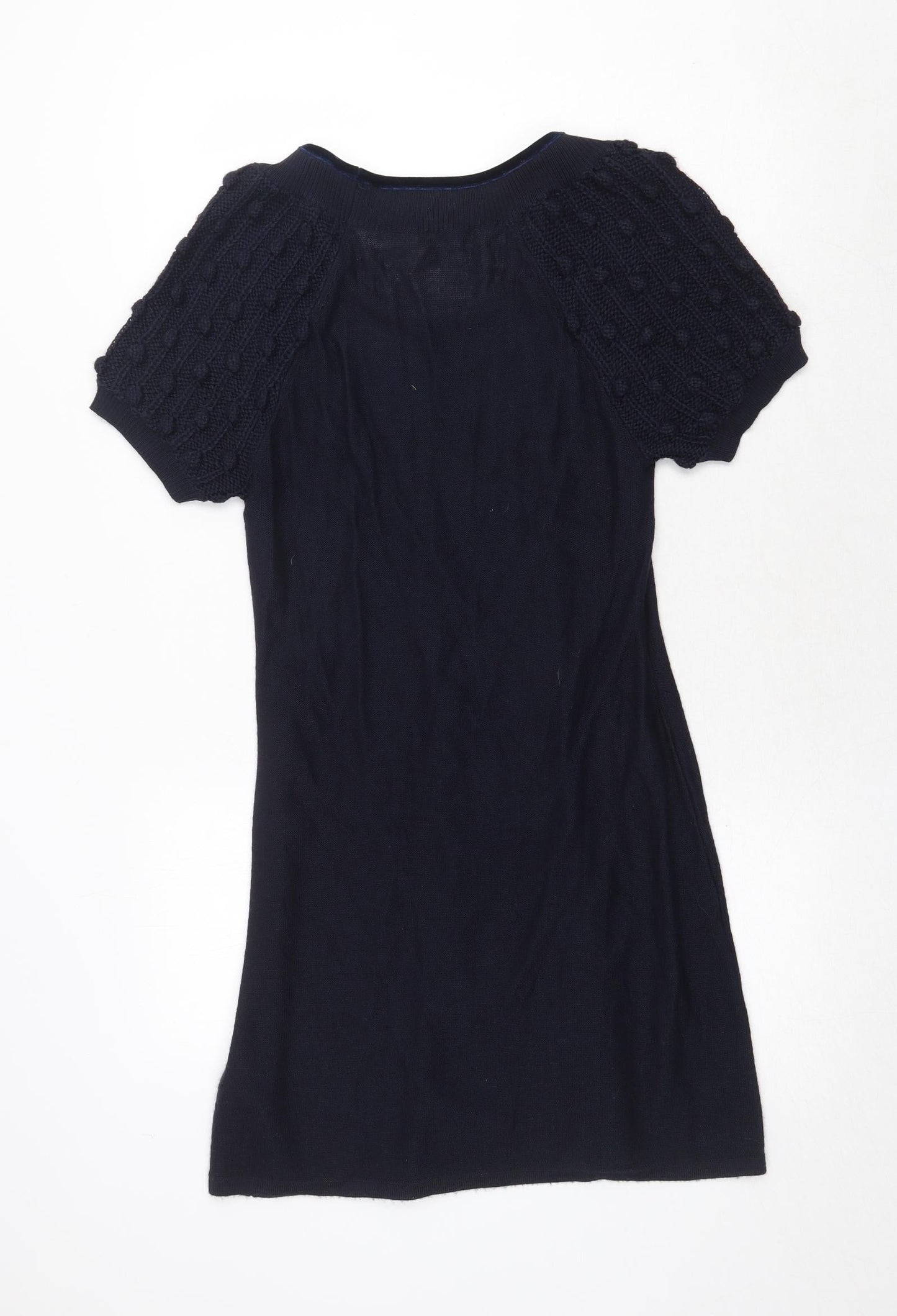 Monsoon Womens Blue Acrylic Jumper Dress Size 10 Round Neck Pullover