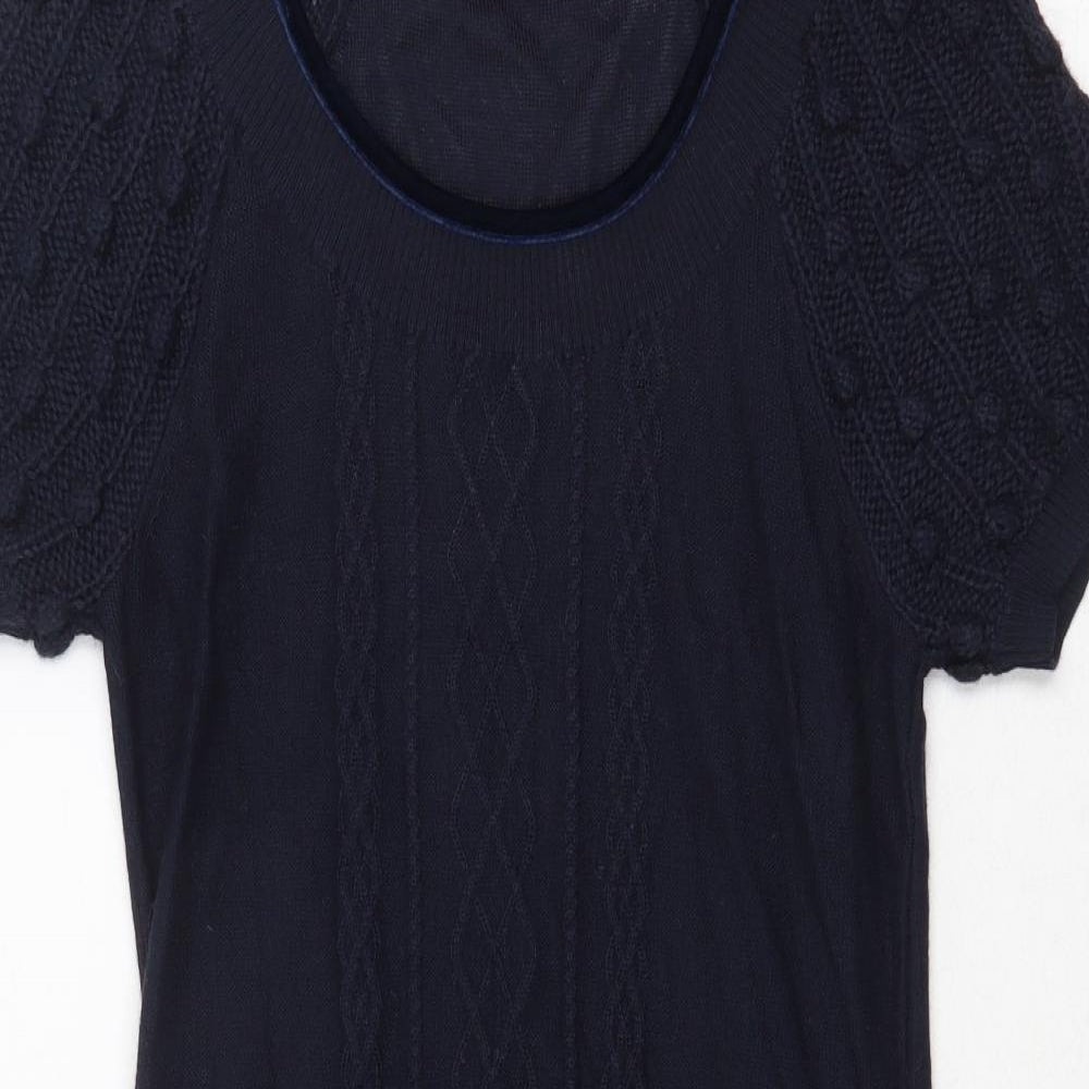 Monsoon Womens Blue Acrylic Jumper Dress Size 10 Round Neck Pullover