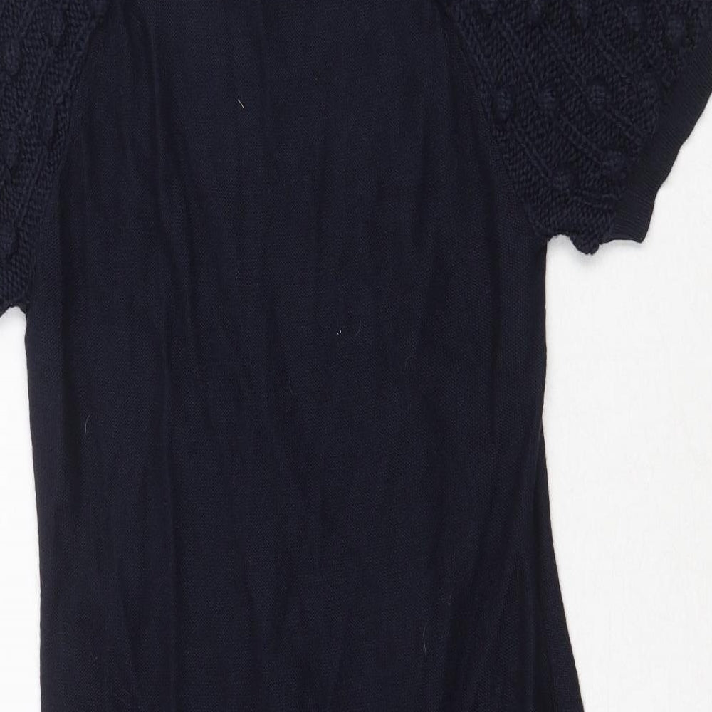 Monsoon Womens Blue Acrylic Jumper Dress Size 10 Round Neck Pullover