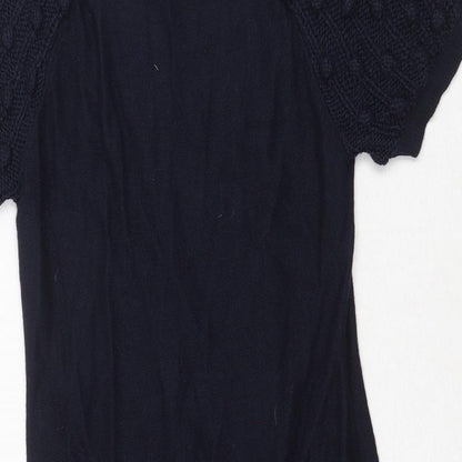 Monsoon Womens Blue Acrylic Jumper Dress Size 10 Round Neck Pullover