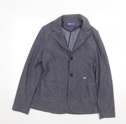 Gaudi Womens Blue Geometric Jacket Blazer Size 16 Button