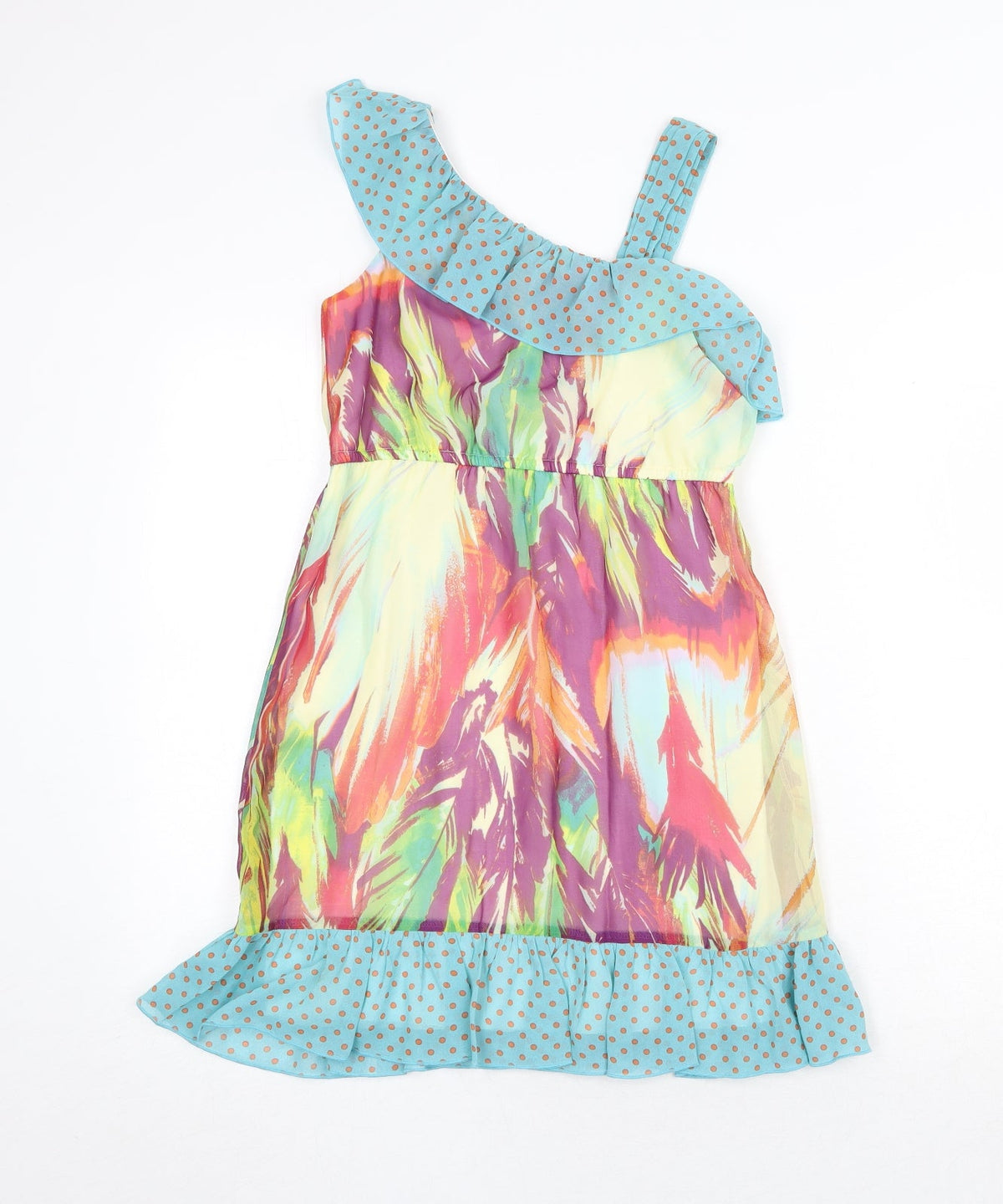 Hype Womens Multicoloured Geometric Polyester Fit & Flare Size 10 V-Neck Pullover