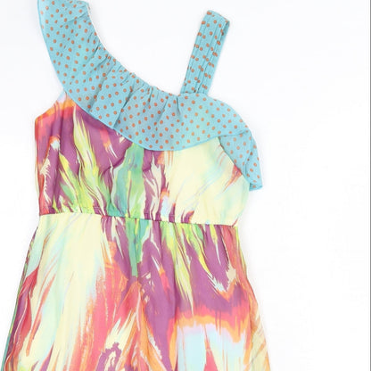 Hype Womens Multicoloured Geometric Polyester Fit & Flare Size 10 V-Neck Pullover