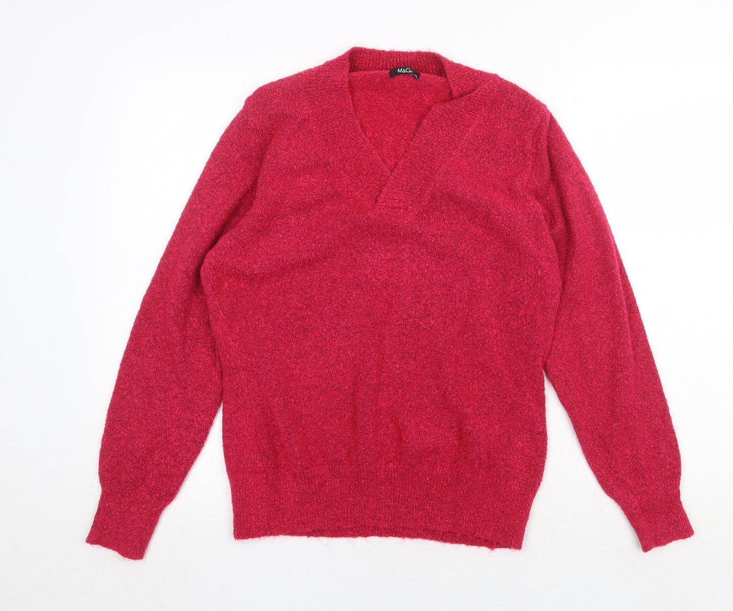 Kim & Cami Womens Pink V-Neck Acrylic Pullover Jumper Size 2XL