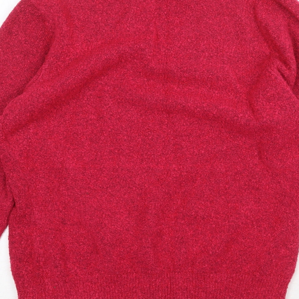 Kim & Cami Womens Pink V-Neck Acrylic Pullover Jumper Size 2XL