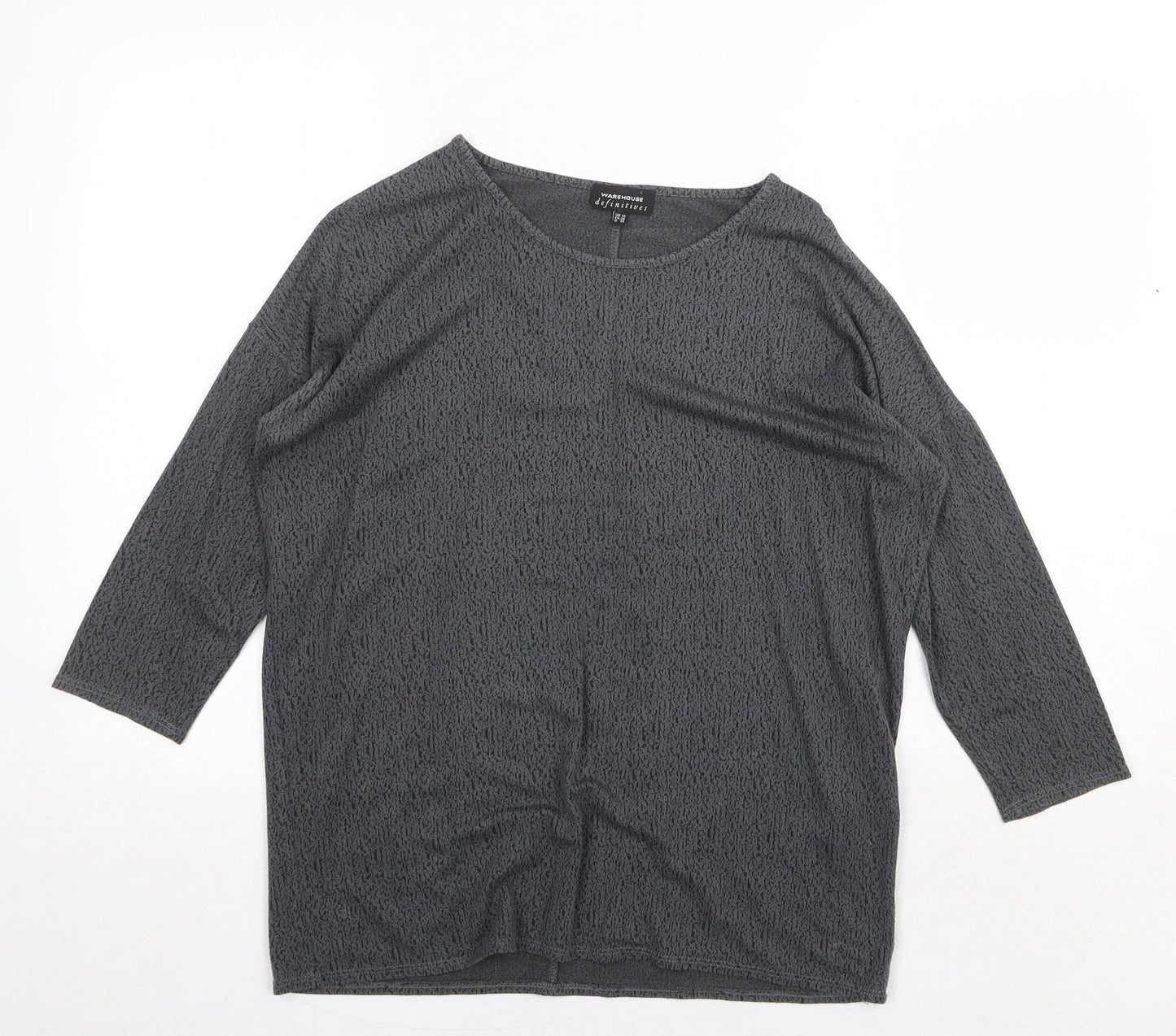 Womens UK Size 10 Warehouse Grey Basic T-Shirt