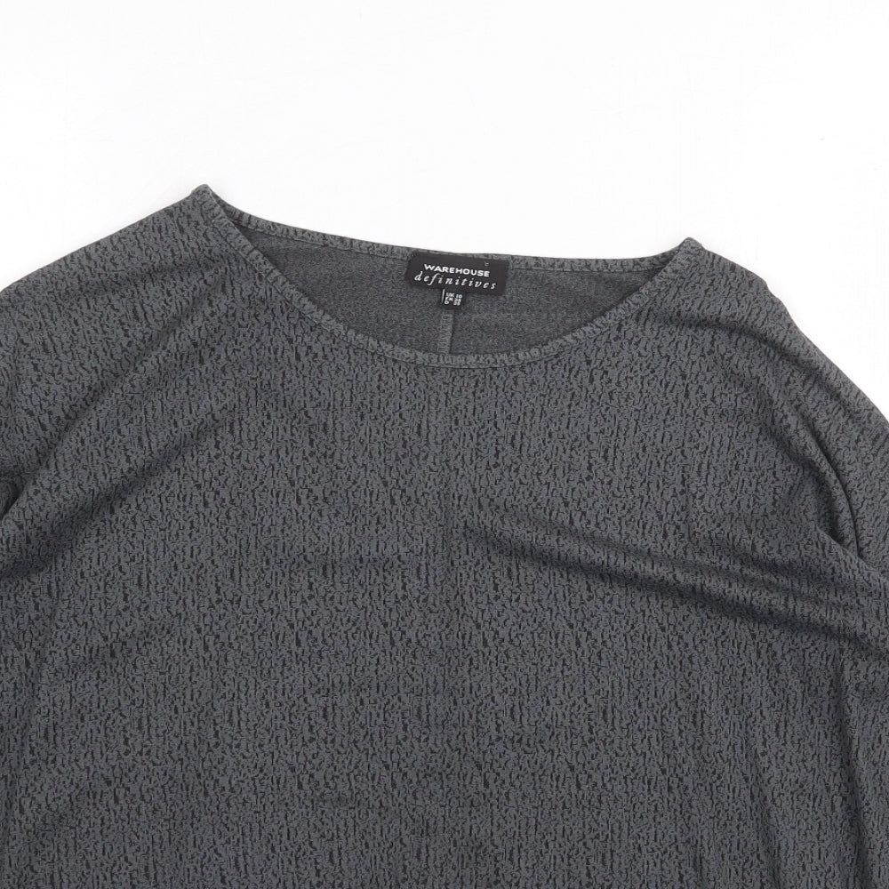 Womens UK Size 10 Warehouse Grey Basic T-Shirt