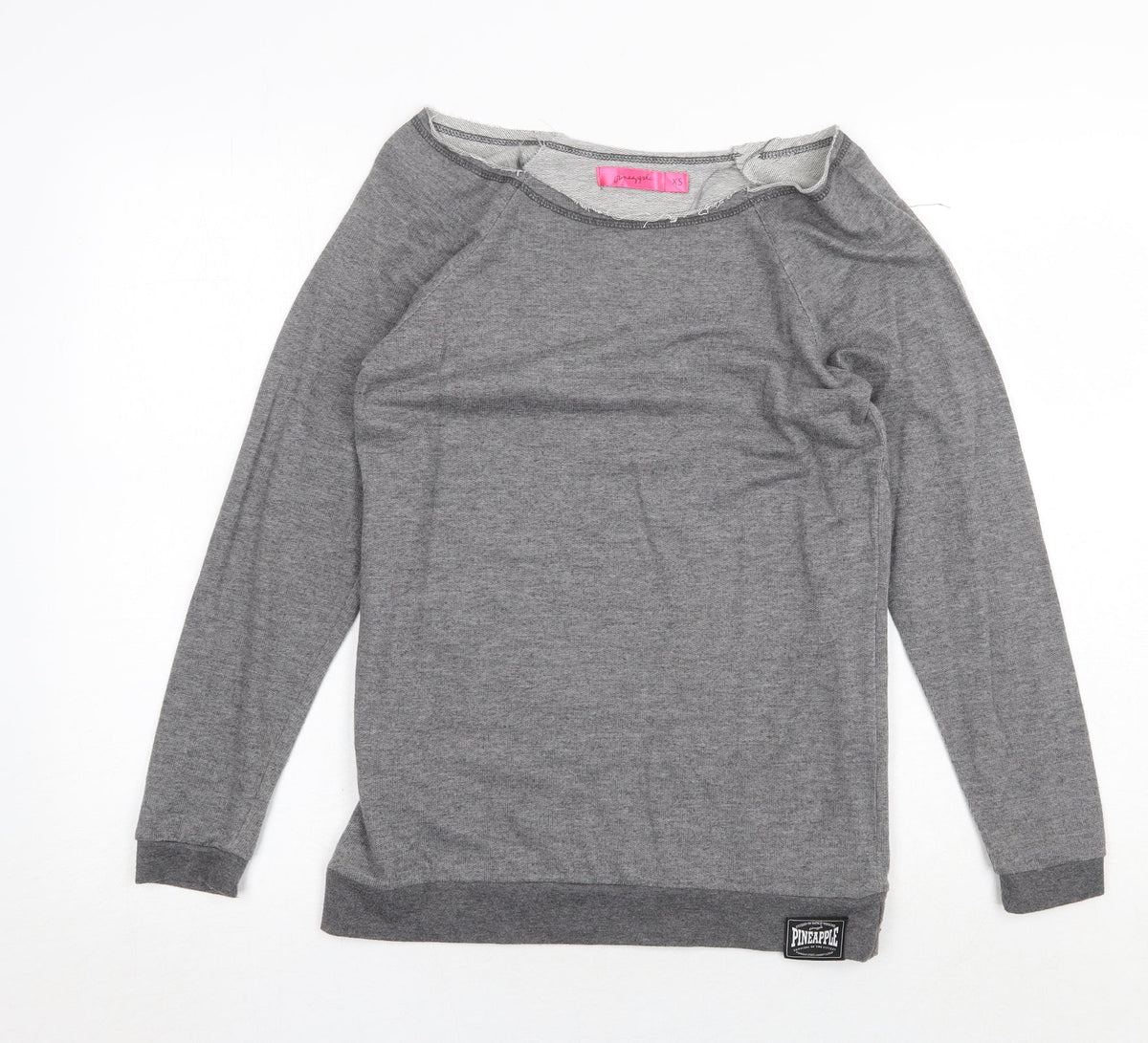Pineapple Womens Grey Boat Neck Cotton Pullover Jumper Size XS