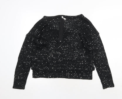 Womens UK Size 12 Ribbon Black Pullover Jumper