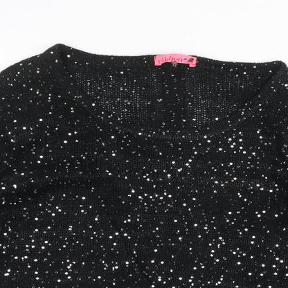 Womens UK Size 12 Ribbon Black Pullover Jumper