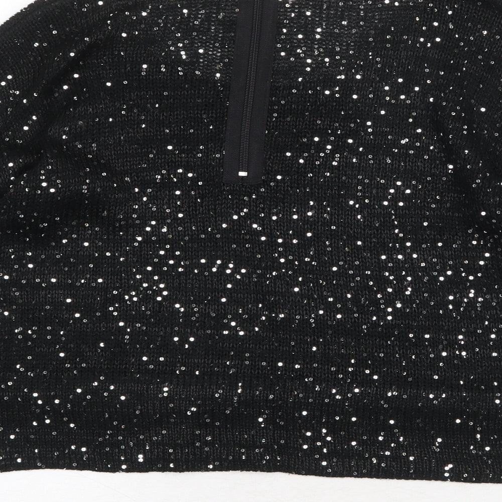 Womens UK Size 12 Ribbon Black Pullover Jumper