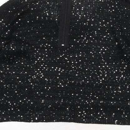 Womens UK Size 12 Ribbon Black Pullover Jumper