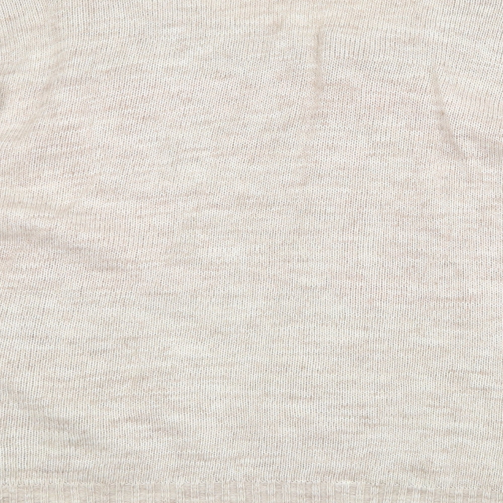 Apricot Womens Beige Round Neck Acrylic Pullover Jumper Size M - Robot