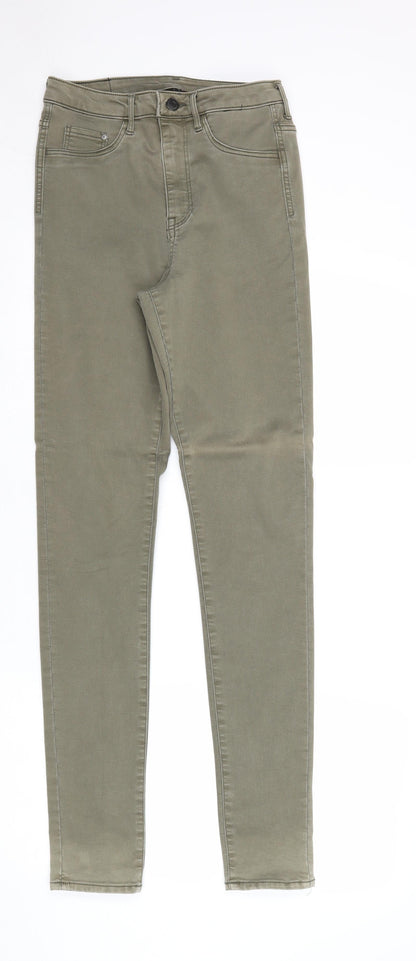 H&M Womens Green Cotton Skinny Jeans Size 28 in Regular Zip