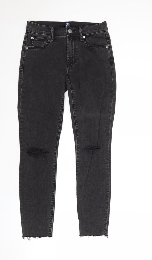 Gap Womens Black Cotton Skinny Jeans Size 26 in Regular Zip