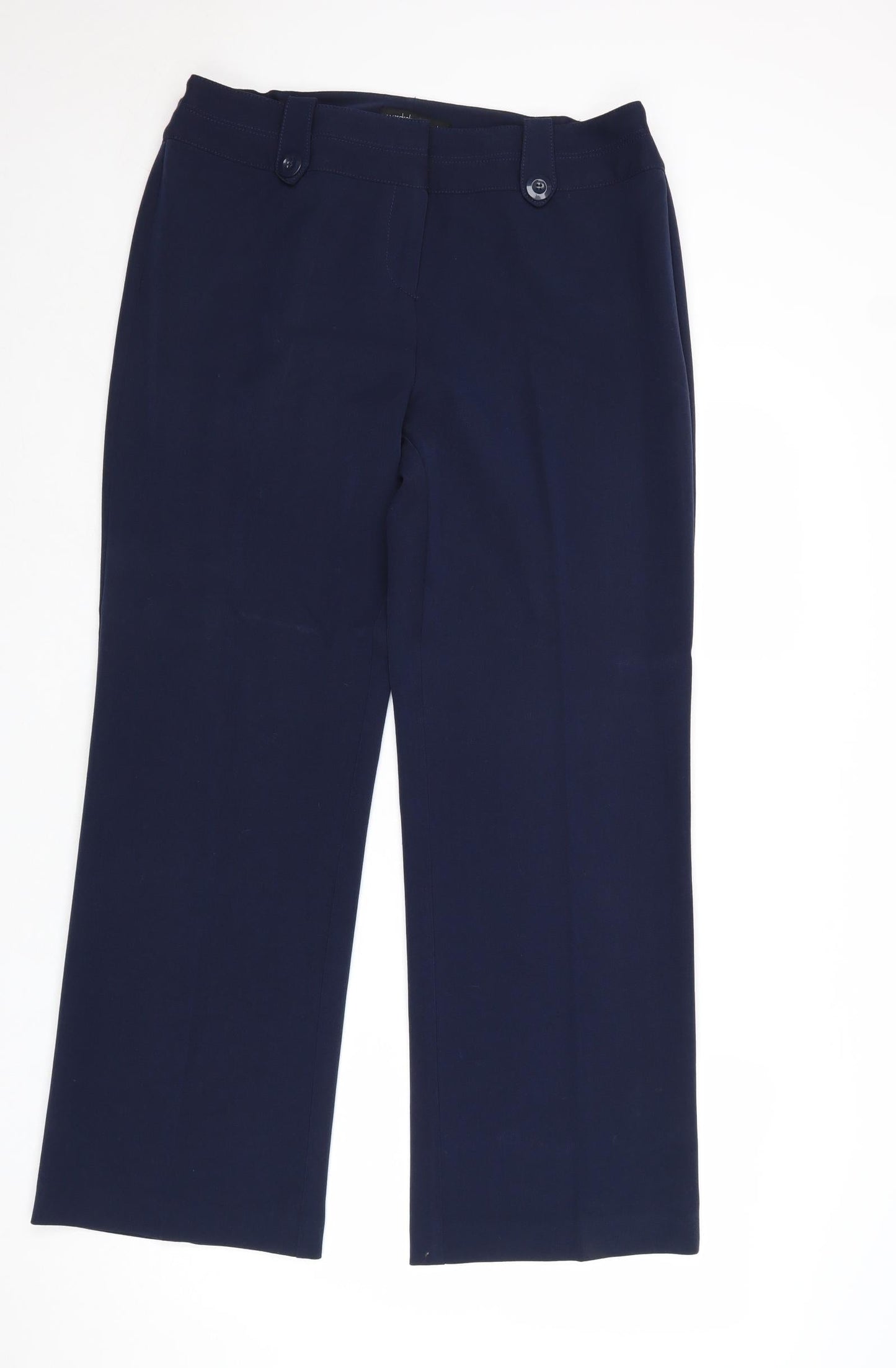 Wardrobe Essentials Womens Blue Polyester Trousers Size 14 Regular Zip