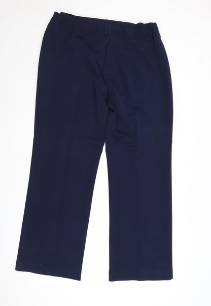 Wardrobe Essentials Womens Blue Polyester Trousers Size 14 Regular Zip