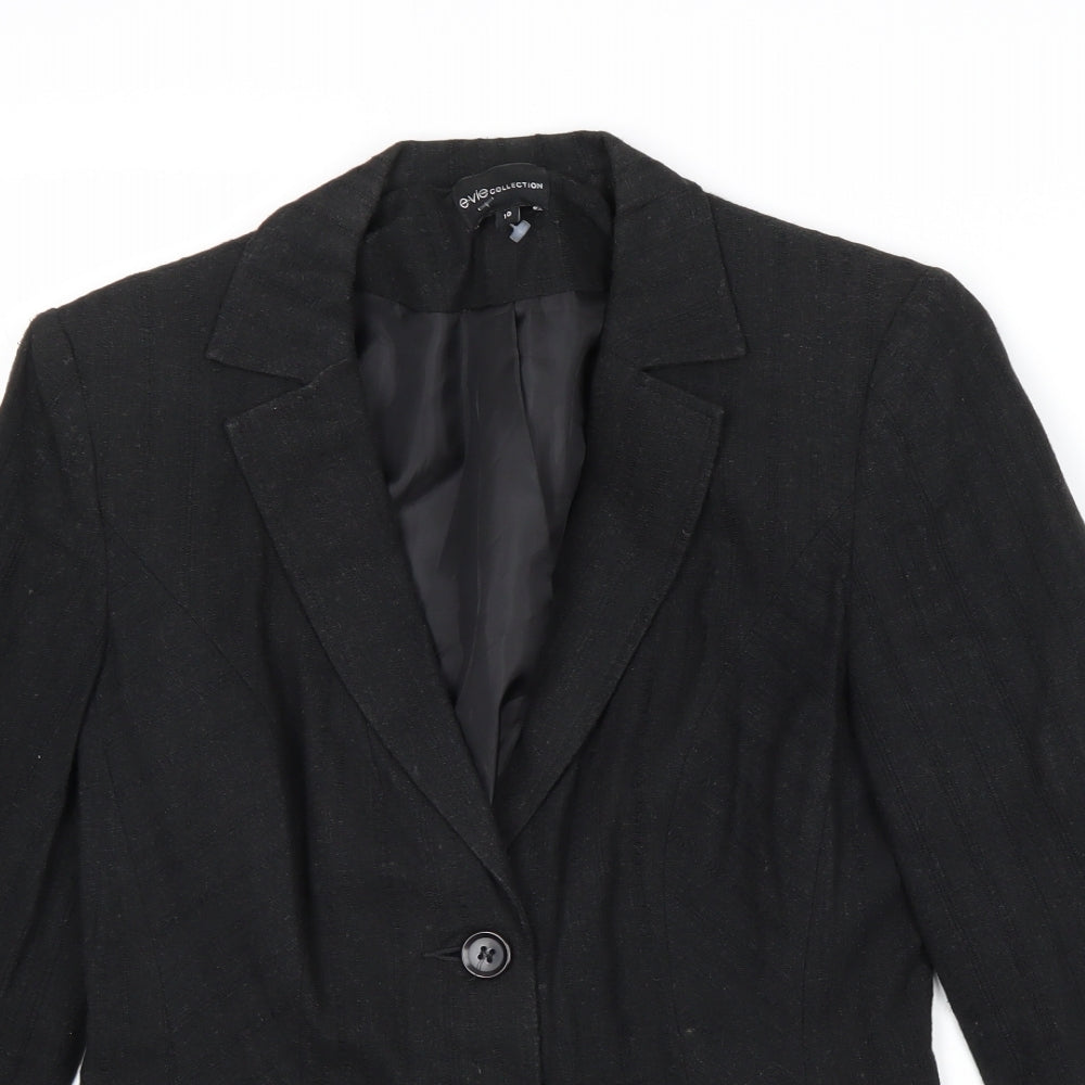 E-vie Womens Black Linen Jacket Blazer Size 10