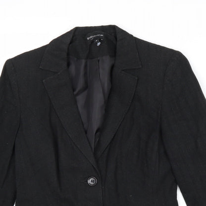 E-vie Womens Black Linen Jacket Blazer Size 10