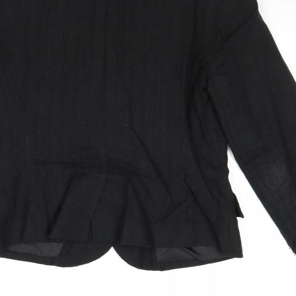 E-vie Womens Black Linen Jacket Blazer Size 10