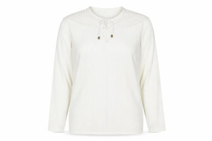 Menzoni Womens Ivory Polyester Basic Blouse Size XL V-Neck