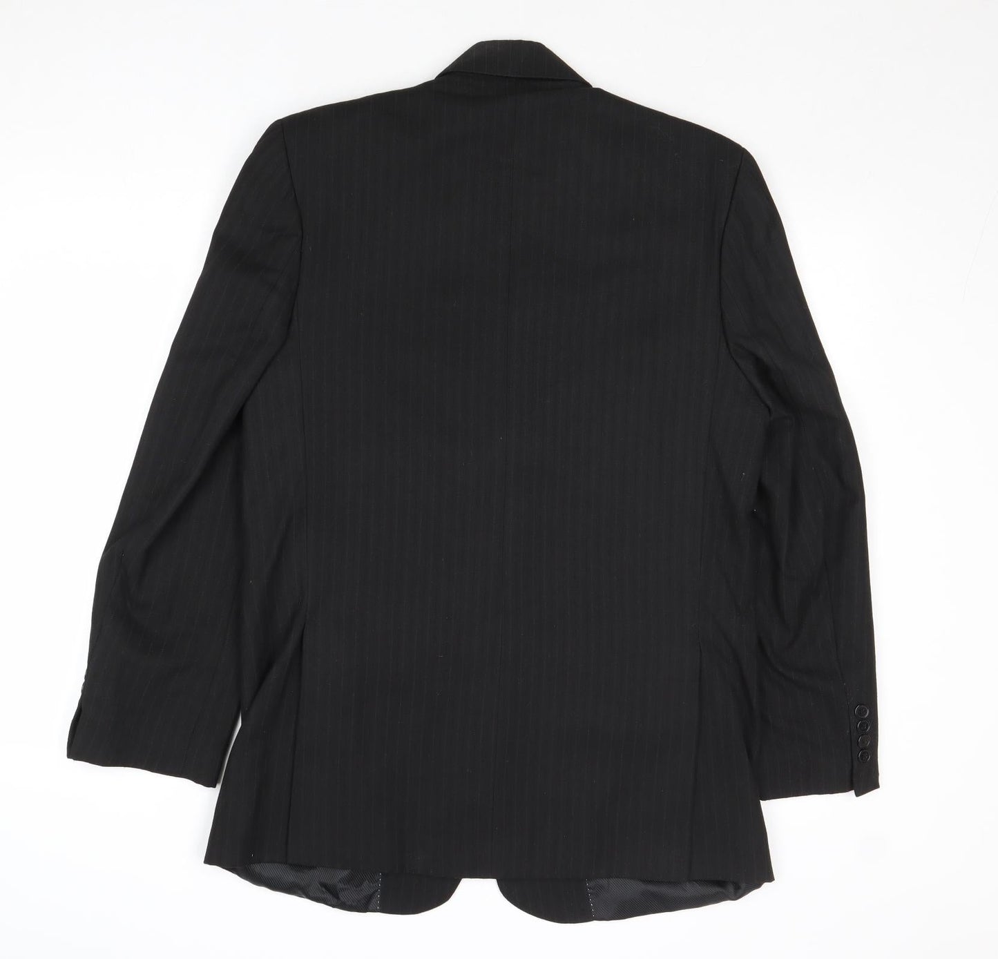 New Look Mens Black Striped Wool Jacket Suit Jacket Size 38 Regular