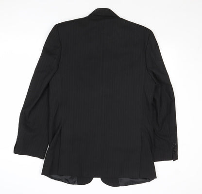 New Look Mens Black Striped Wool Jacket Suit Jacket Size 38 Regular