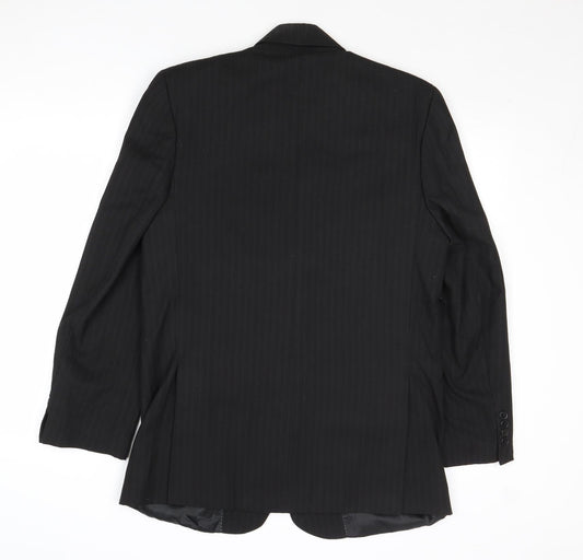 New Look Mens Black Striped Wool Jacket Suit Jacket Size 38 Regular