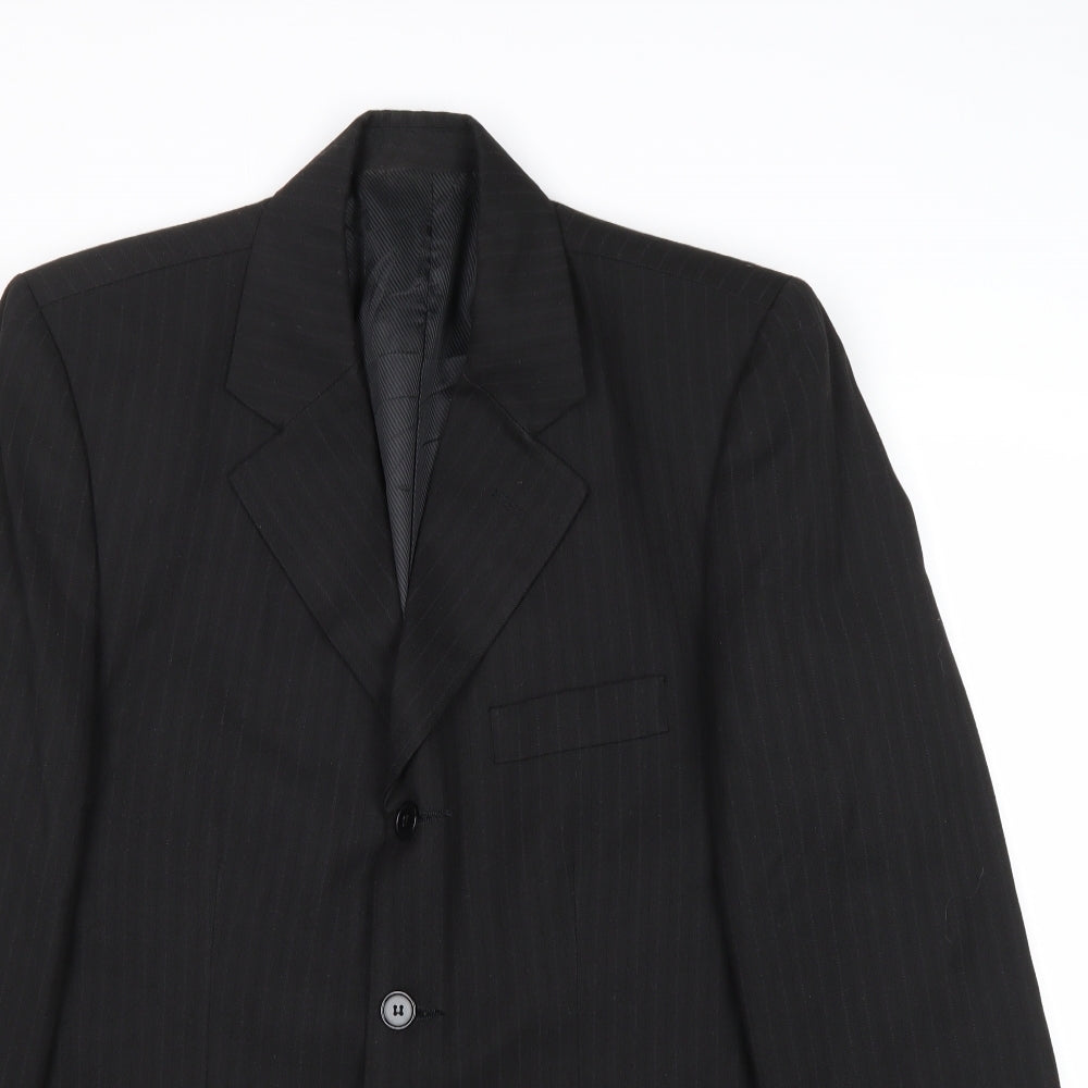 New Look Mens Black Striped Wool Jacket Suit Jacket Size 38 Regular