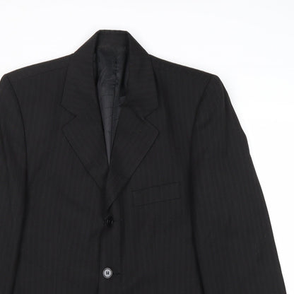 New Look Mens Black Striped Wool Jacket Suit Jacket Size 38 Regular