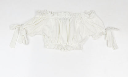 Womens UK Size 4 PRETTYLITTLETHING White Cropped Tank