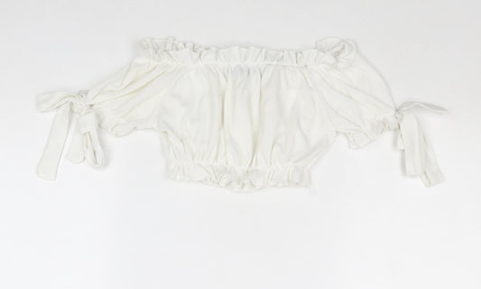 Womens UK Size 4 PRETTYLITTLETHING White Cropped Tank