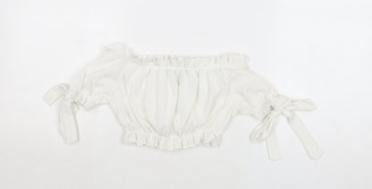 Womens UK Size 4 PRETTYLITTLETHING White Cropped Tank