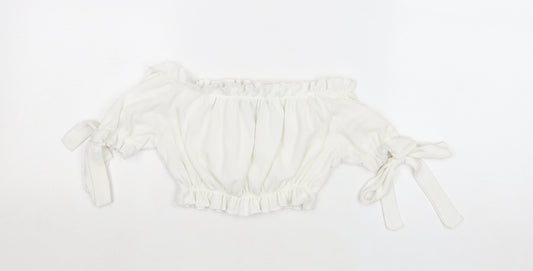 Womens UK Size 4 PRETTYLITTLETHING White Cropped Tank