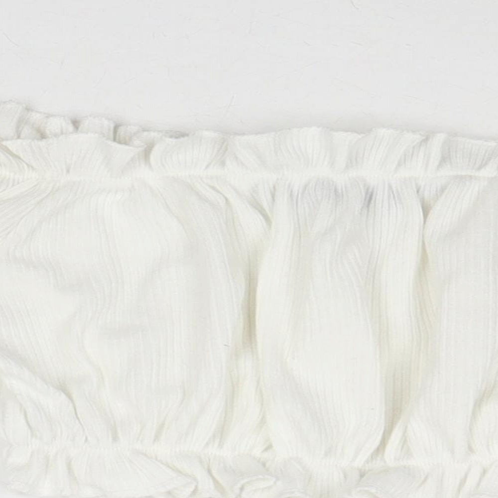 Womens UK Size 4 PRETTYLITTLETHING White Cropped Tank