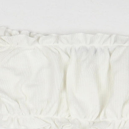 Womens UK Size 4 PRETTYLITTLETHING White Cropped Tank