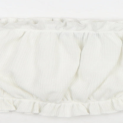 Womens UK Size 4 PRETTYLITTLETHING White Cropped Tank