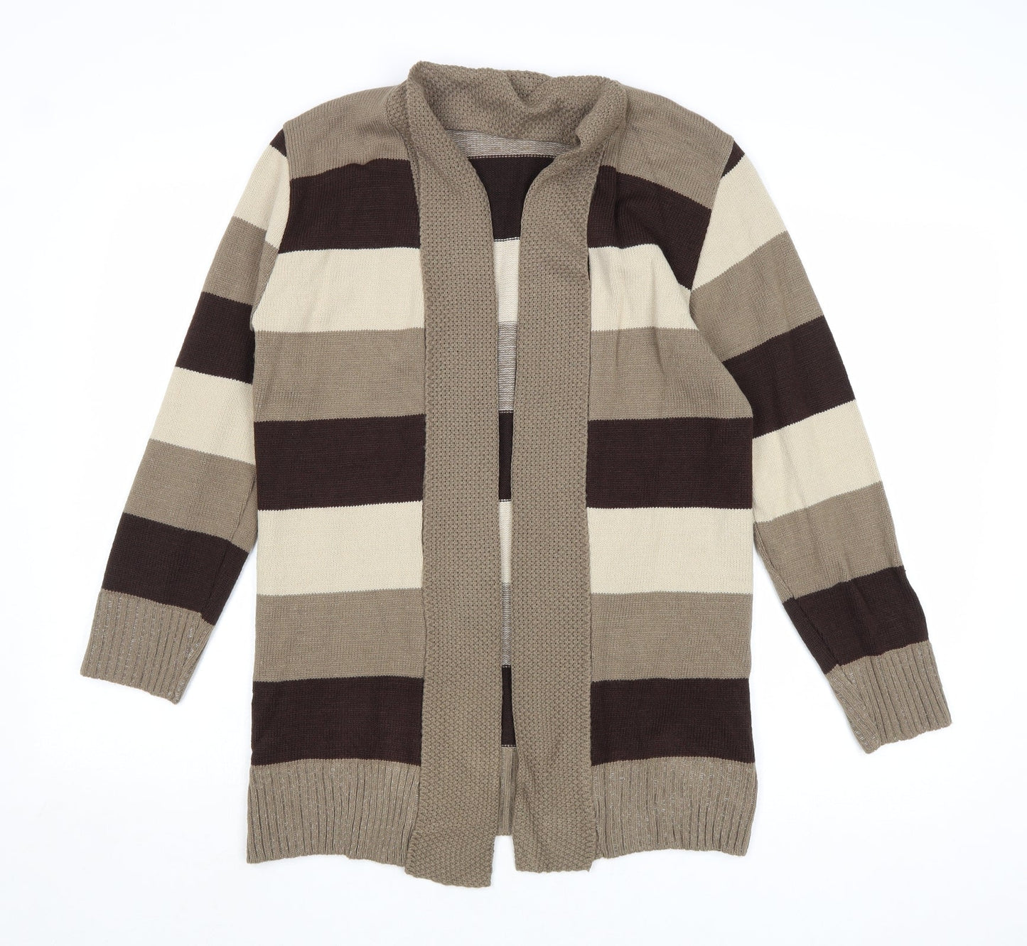 Womens UK Size S Pure & Natural Brown Cardigan Jumper