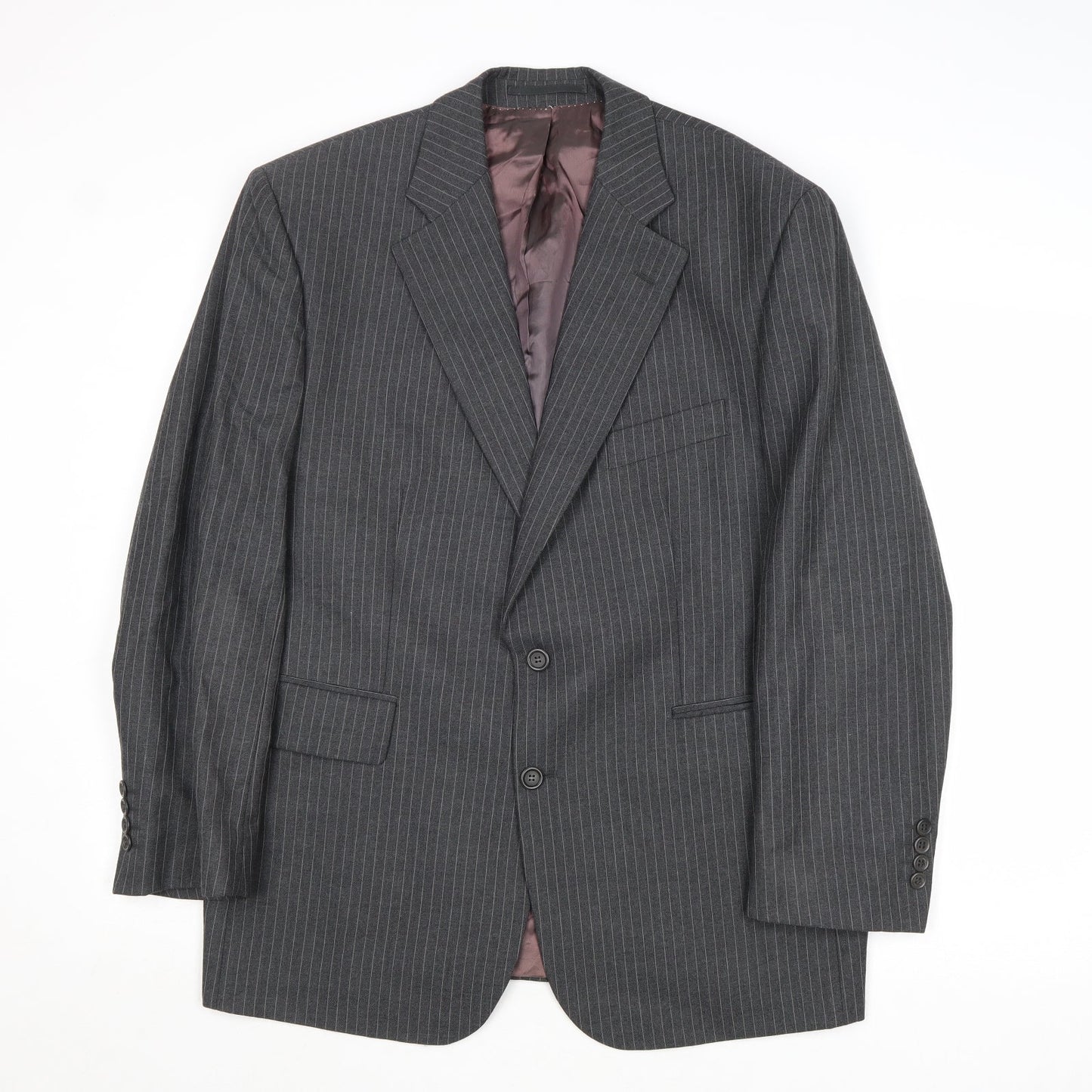 Carla Arti Mens Grey Striped Wool Jacket Suit Jacket Size 44 Regular
