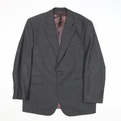 Carla Arti Mens Grey Striped Wool Jacket Suit Jacket Size 44 Regular
