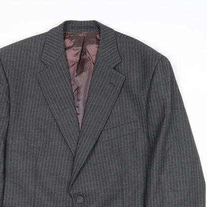 Carla Arti Mens Grey Striped Wool Jacket Suit Jacket Size 44 Regular