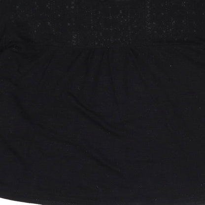 Surles Nuaghes Womens Black Polyester Basic Blouse Size M Round Neck