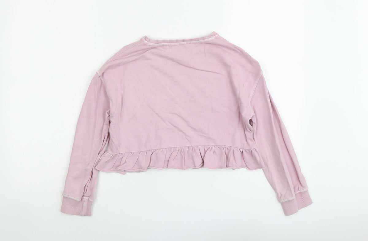 NEXT Girls Pink Cotton Pullover Sweatshirt Size 9 Years Pullover