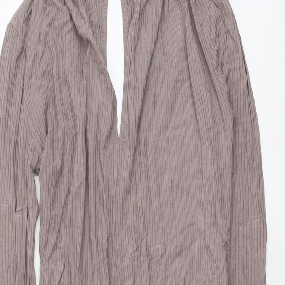 Topshop Womens Grey Viscose Bodysuit One-Piece Size 8 Snap