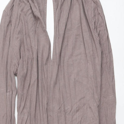 Topshop Womens Grey Viscose Bodysuit One-Piece Size 8 Snap