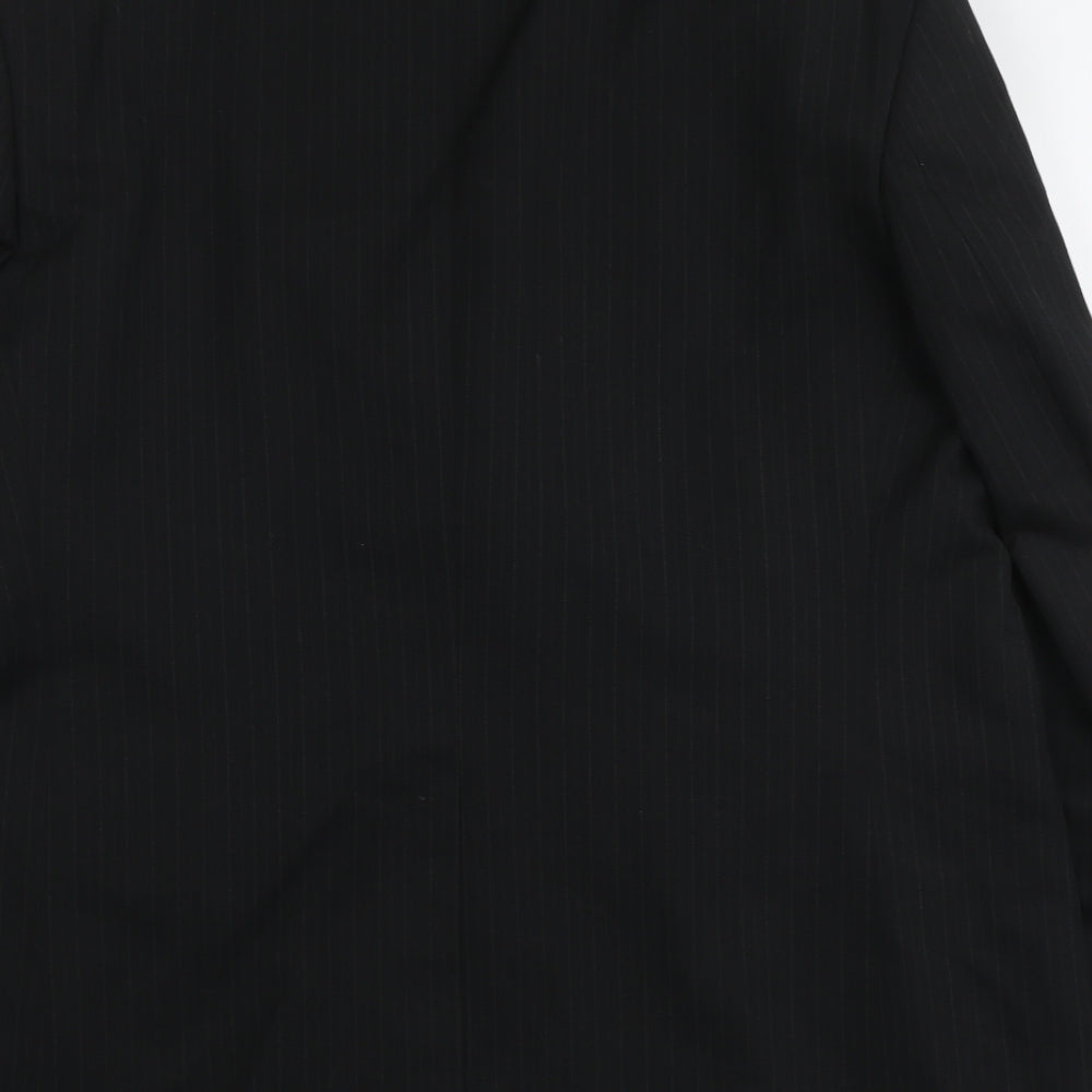 Mens UK Size XL Pinstripe Regular Black Suit Jacket