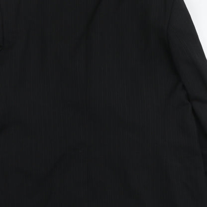 Mens UK Size XL Pinstripe Regular Black Suit Jacket