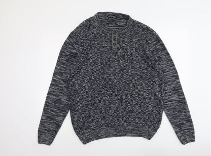 Sanstone&Co Mens Blue Round Neck Acrylic Pullover Jumper Size M Long Sleeve